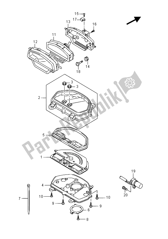 Todas las partes para Velocímetro (vzr1800bzuf E19) de Suzuki VZR 1800 BZ M Intruder 2015