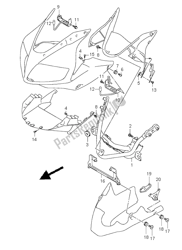 Toutes les pièces pour le Pièces D'installation De Capotage (sv1000s-s1-s2) du Suzuki SV 1000 NS 2003