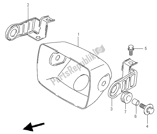 All parts for the Headlamp Housing of the Suzuki LT F 160 Quadrunner 2004