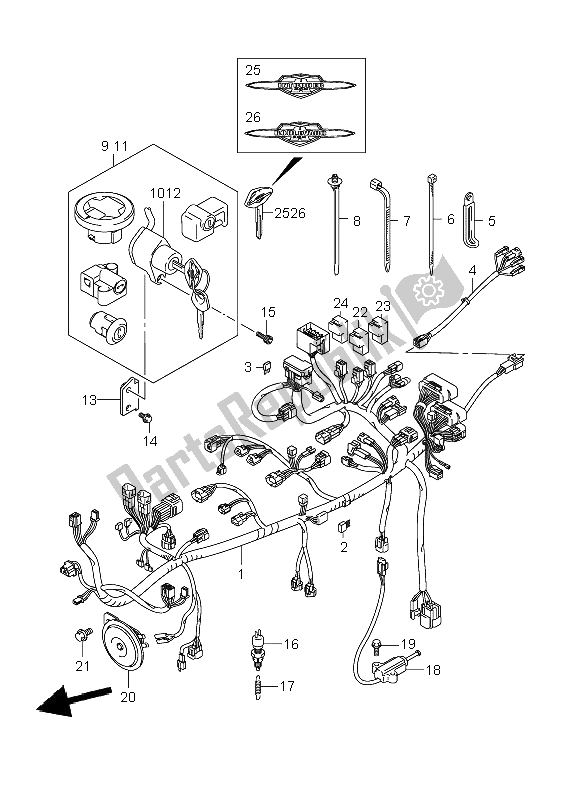 All parts for the Wiring Harness (vzr1800n-nu2) of the Suzuki VZR 1800 Rnzr2 M Intruder 2008