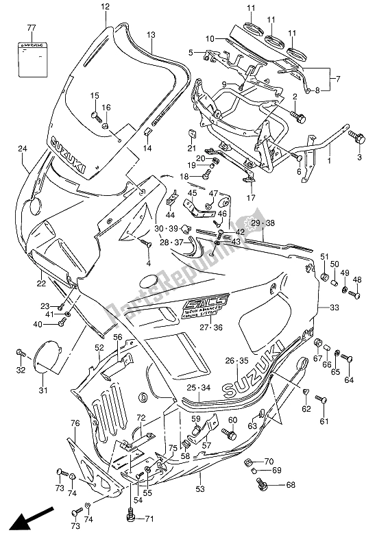 Todas as partes de Capota (24v-28v) do Suzuki GSX 600 FUU2 1989