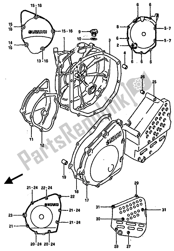 All parts for the Crankcase Cover of the Suzuki GSX R 750R 1989