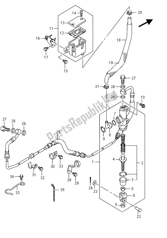 Todas as partes de Cilindro Mestre Traseiro (vzr1800uf E19) do Suzuki VZR 1800 BZ M Intruder 2015