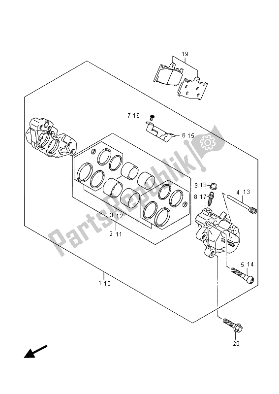 Toutes les pièces pour le étrier Avant du Suzuki GSX 1250 FA 2014