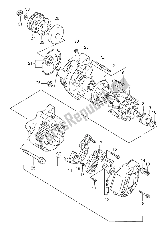 Alle onderdelen voor de Dynamo van de Suzuki GSX 600F 2002