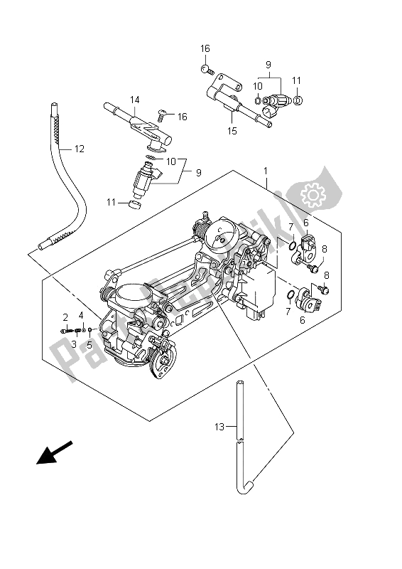 Tutte le parti per il Corpo Farfallato del Suzuki SFV 650A Gladius 2012