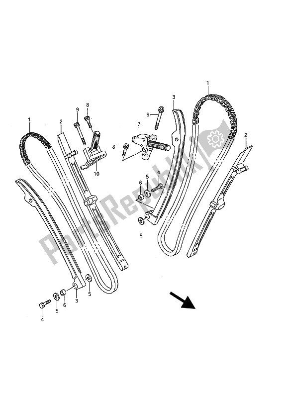 All parts for the Cam Chain of the Suzuki VS 1400 GLP Intruder 1989