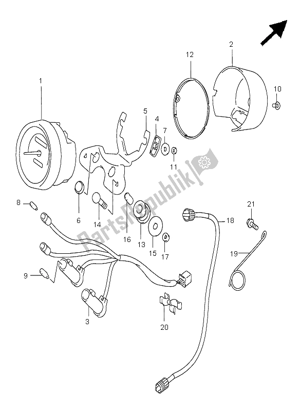 Alle onderdelen voor de Snelheidsmeter van de Suzuki GZ 250 Marauder 2003
