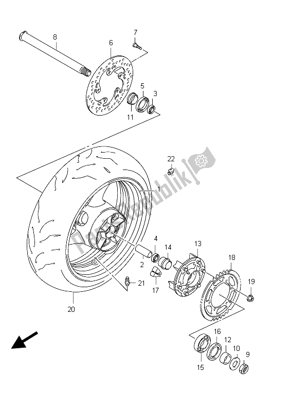 All parts for the Rear Wheel (gsx-r600uf E21) of the Suzuki GSX R 600 2012