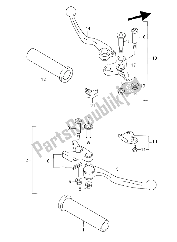 All parts for the Handle Lever of the Suzuki VL 1500 Intruder LC 2003