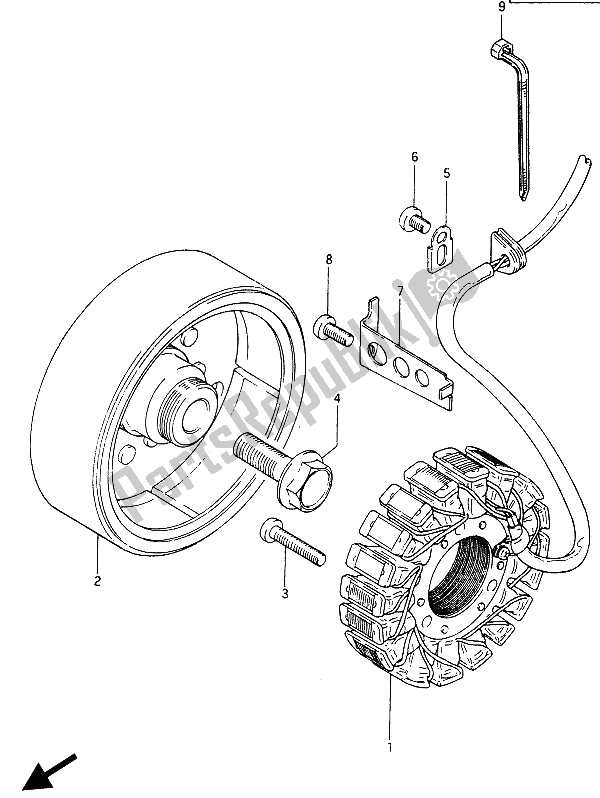 All parts for the Generator of the Suzuki GSX 750 Esefe 1985