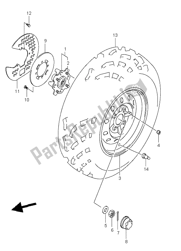 All parts for the Front Wheel of the Suzuki LT A 400F Eiger 4X4 2002