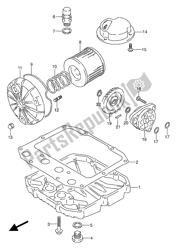 Wszystkie części do Filtr Oleju I Pompa Oleju Suzuki GS 500 EU 1990