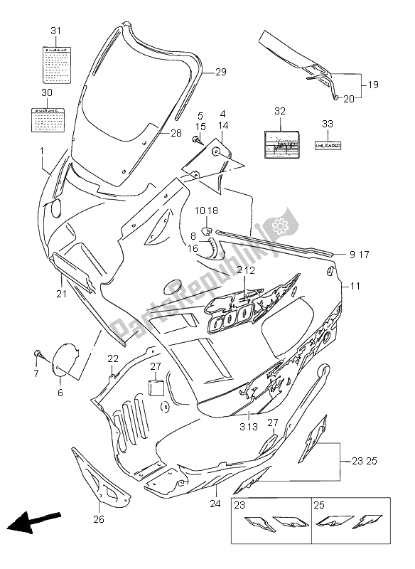 Tutte le parti per il Corpo Da Cowboy del Suzuki GSX 600F 1995