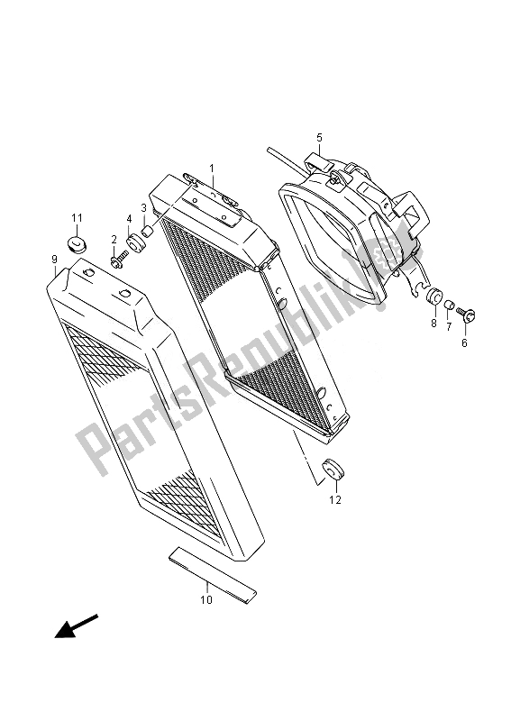 All parts for the Radiator of the Suzuki VZ 800 Intruder 2014