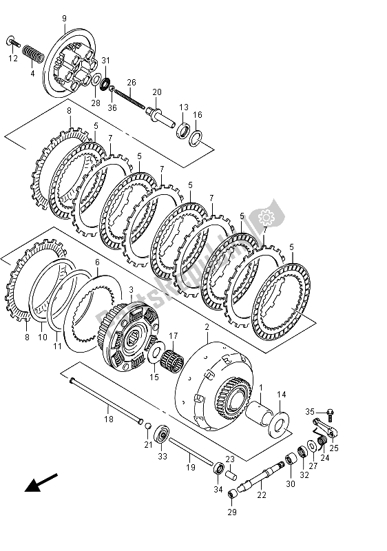 All parts for the Clutch (vzr1800 E19) of the Suzuki VZR 1800 BZ M Intruder 2015