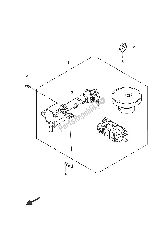 All parts for the Lock Set (uh200a P34) of the Suzuki UH 200A Burgman 2016