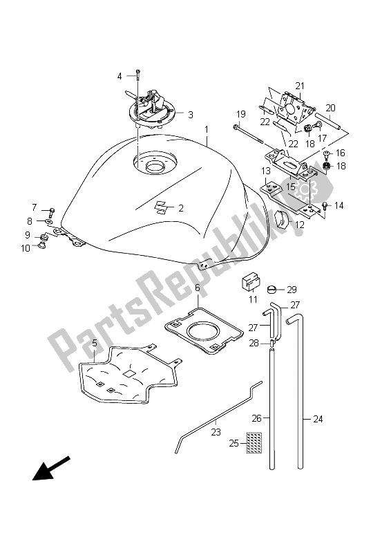 Tutte le parti per il Serbatoio Carburante (gsx1300ruf E19) del Suzuki GSX 1300R Hayabusa 2012