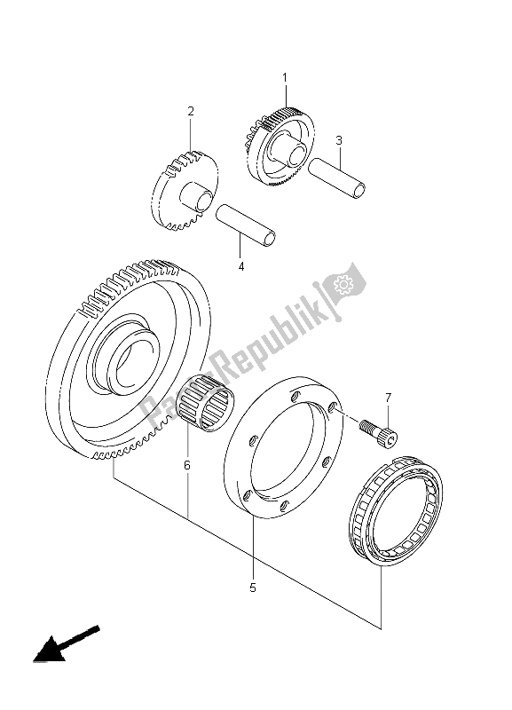 All parts for the Starter Clutch of the Suzuki LT A 400Z Kingquad ASI 4X4 2012