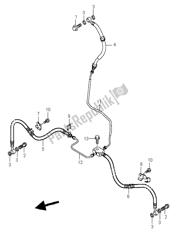 All parts for the Front Brake Hose of the Suzuki LT A 400 Eiger 4X2 2003