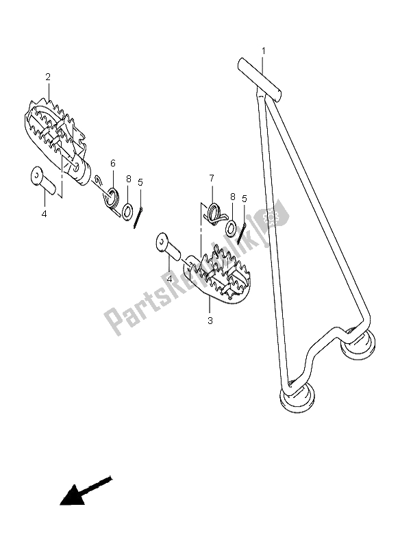 All parts for the Stand & Footrest of the Suzuki RM 250 2002