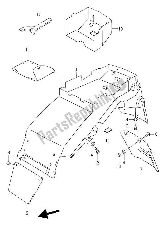 Tutte le parti per il Parafango Posteriore del Suzuki RF 600R 1995