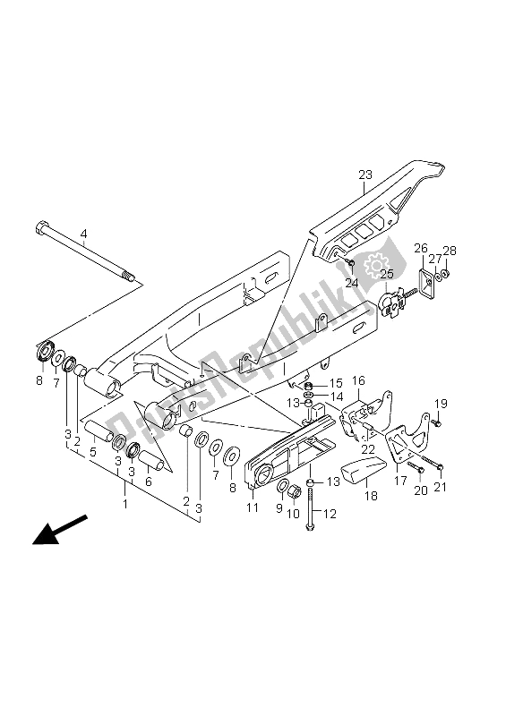 Tutte le parti per il Braccio Oscillante Posteriore (lw-e33) del Suzuki DR Z 125 SW LW 2012