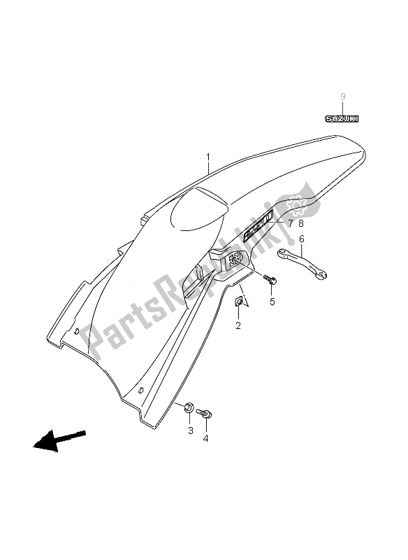 All parts for the Rear Fender of the Suzuki RM Z 250 2007