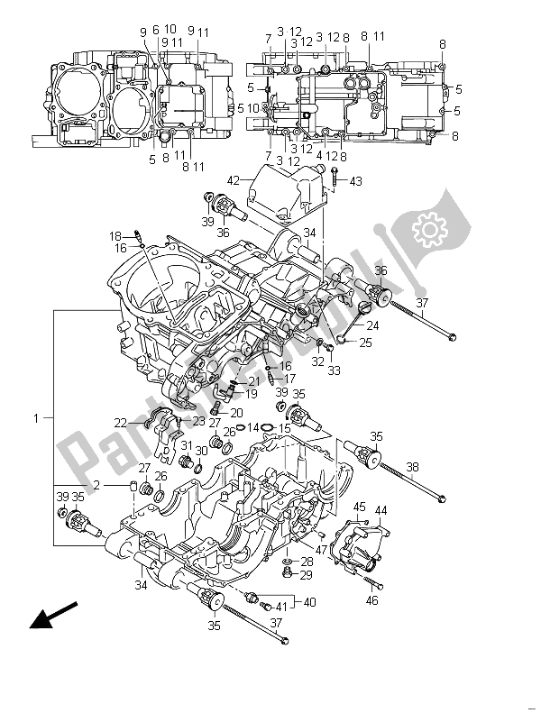 All parts for the Crankcase of the Suzuki VZR 1800 NZR M Intruder 2011