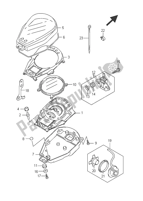 All parts for the Speedometer (vl800c E2) of the Suzuki C 800 VL Intruder 2011