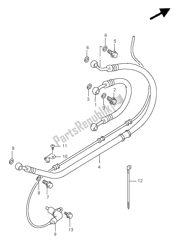 All parts for the Rear Brake Hose (gsf1200sa) of the Suzuki GSF 1200 Nssa Bandit 2000