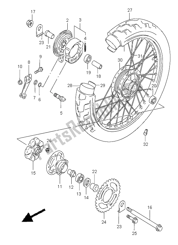 All parts for the Rear Wheel of the Suzuki GZ 125 Marauder 2003