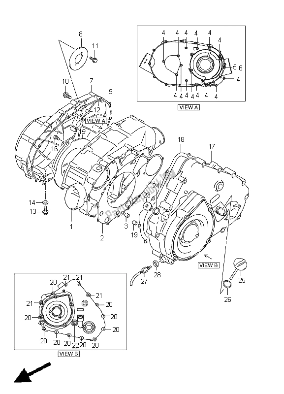 All parts for the Crankcase Cover of the Suzuki LT A 400Z Kingquad ASI 4X4 2012