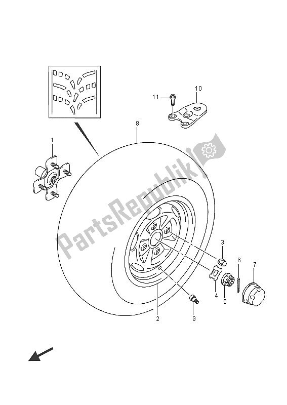 All parts for the Lh Rear Wheel of the Suzuki LT A 750 XPZ Kingquad AXI 4X4 2016