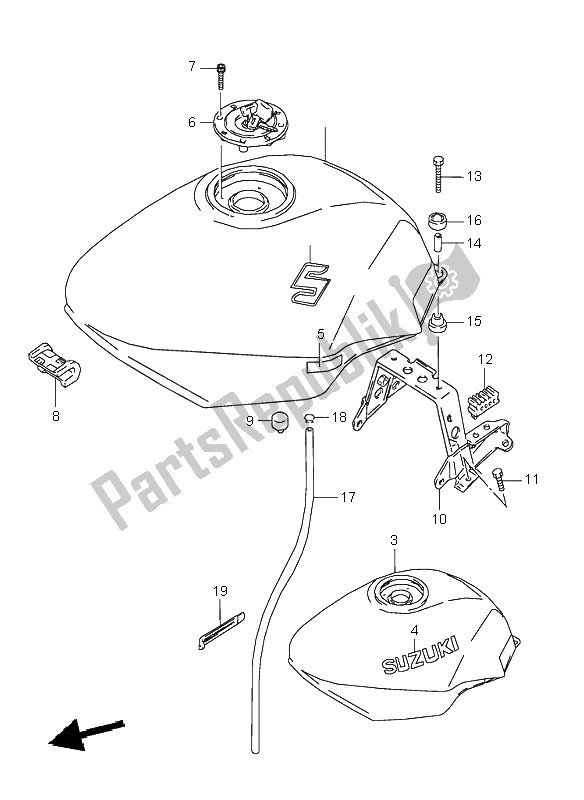 Todas las partes para Depósito De Combustible de Suzuki GSX 600F 1995