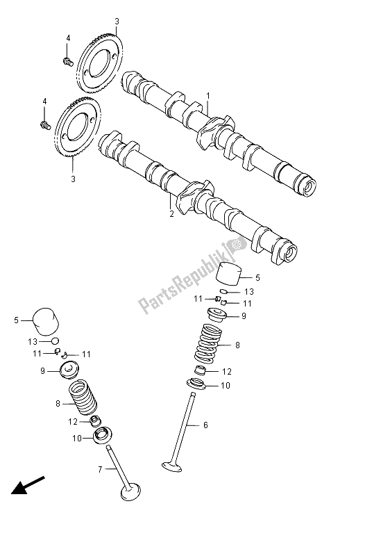 All parts for the Camshaft & Valve of the Suzuki GSF 1250 SA Bandit 2015