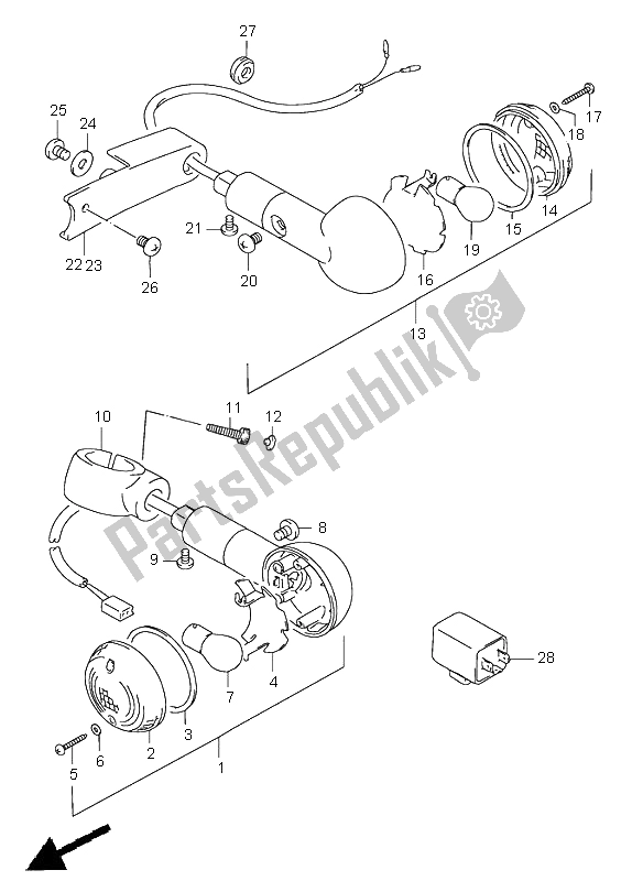 Alle onderdelen voor de Richtingaanwijzer Lamp van de Suzuki VS 1400 Intruder 1997