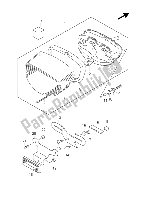 Toutes les pièces pour le Feu Arrière Combiné du Suzuki GS 500 EF 2006