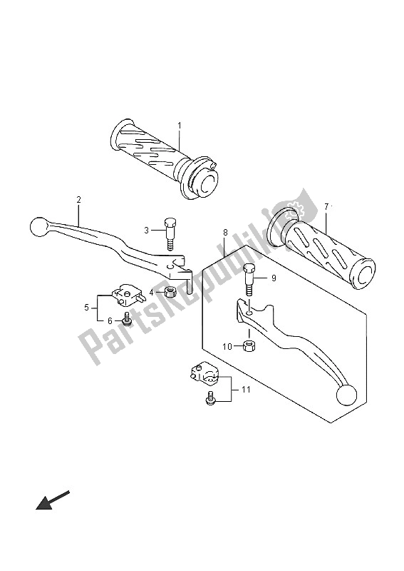 All parts for the Handle Lever (an400a) of the Suzuki Burgman AN 400 ZZA 2016