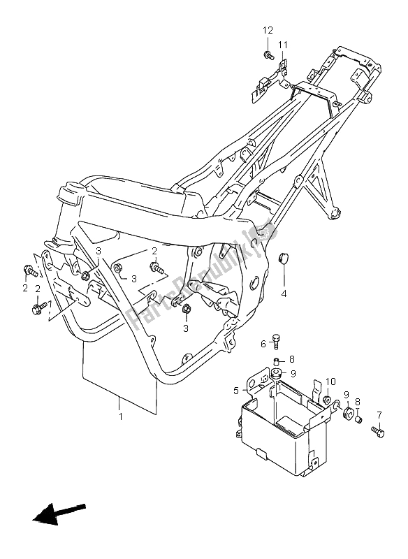 All parts for the Frame of the Suzuki GS 500H 2001