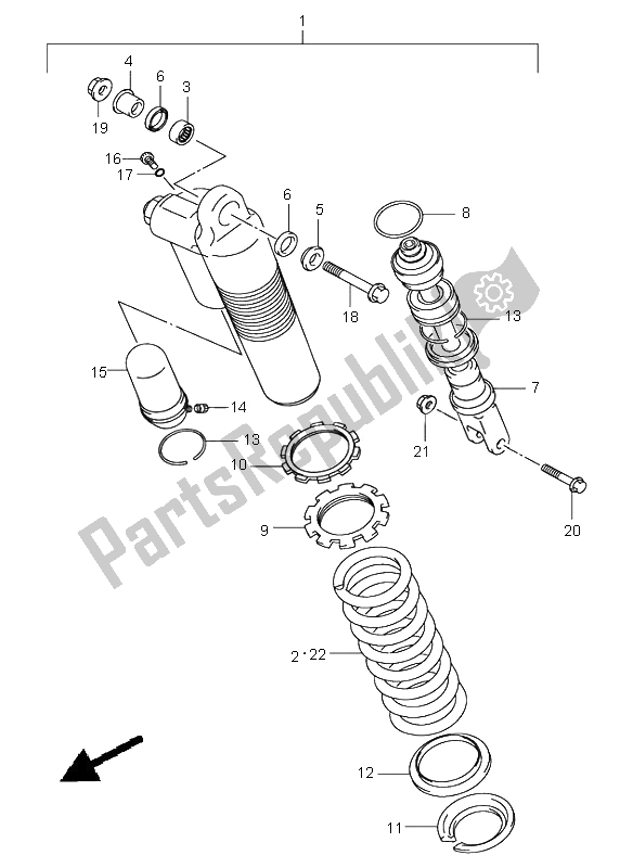 Tutte le parti per il Ammortizzatore Posteriore del Suzuki RM 250 2002