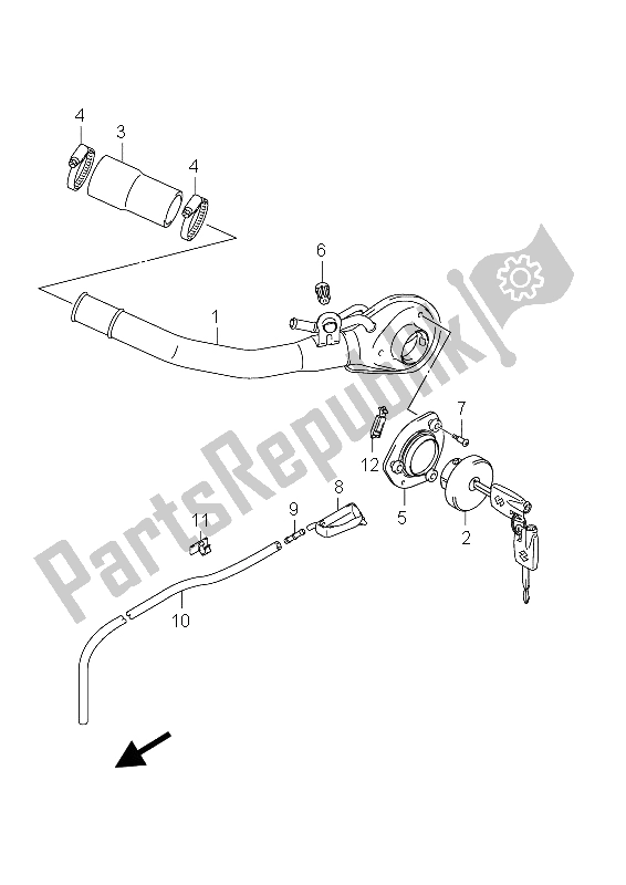 All parts for the Fuel Inlet (an650a E02) of the Suzuki AN 650A Burgman Executive 2012