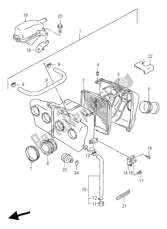 All parts for the Air Cleaner of the Suzuki GSX R 1100W 1996