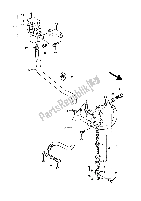 All parts for the Rear Master Cylinder of the Suzuki GSX R 750W 1994