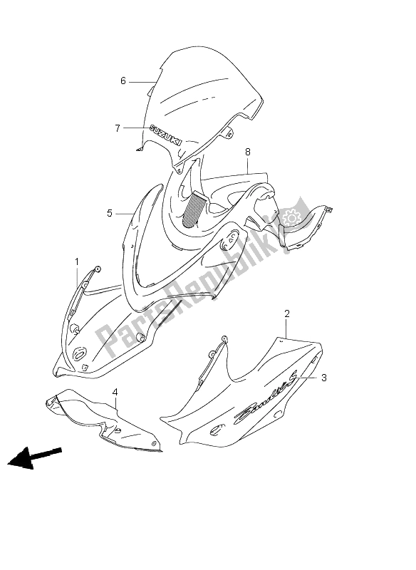 Wszystkie części do Korpus Os? Ony (gsf600s-su) Suzuki GSF 600 NS Bandit 2002