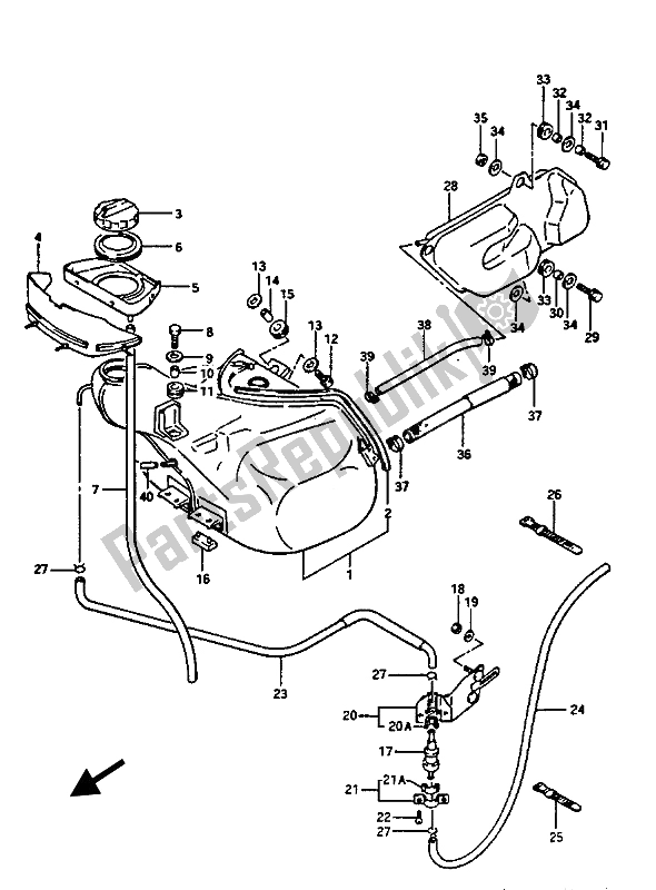 Alle onderdelen voor de Benzinetank van de Suzuki GV 1400 GD 1988