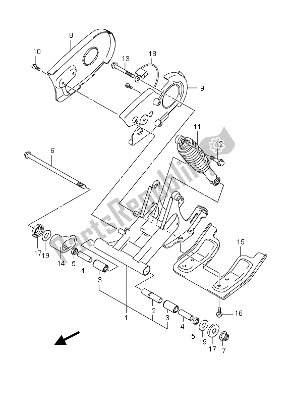 Tutte le parti per il Forcellone Posteriore del Suzuki LT Z 90 4T Quadsport 2008