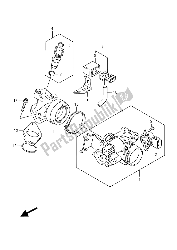 All parts for the Throttle Body (uh200a) of the Suzuki UH 200A Burgman 2015