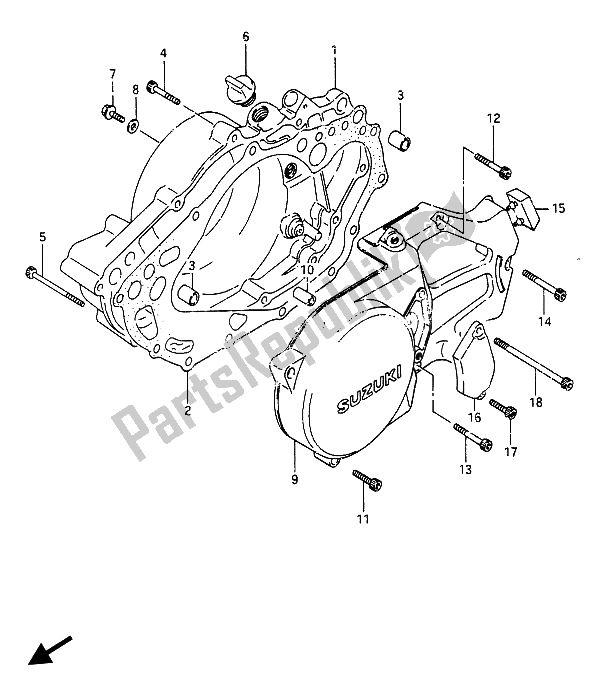 All parts for the Crankcase Cover of the Suzuki RG 250 Cffc Gamma 1987