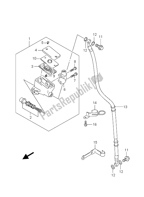 All parts for the Front Master Cylinder of the Suzuki GZ 250 Marauder 2005